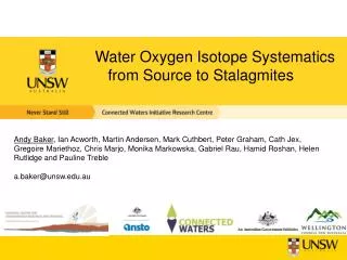Water Oxygen Isotope Systematics from Source to Stalagmites