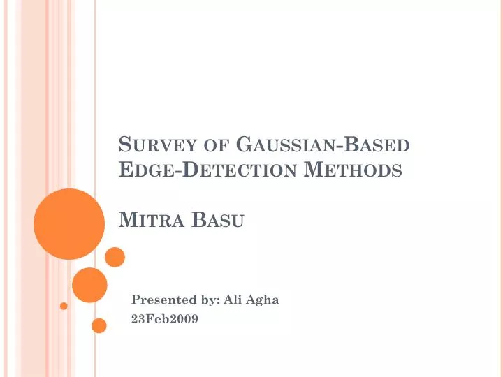 survey of gaussian based edge detection methods mitra basu