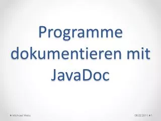 programme dokumentieren mit javadoc