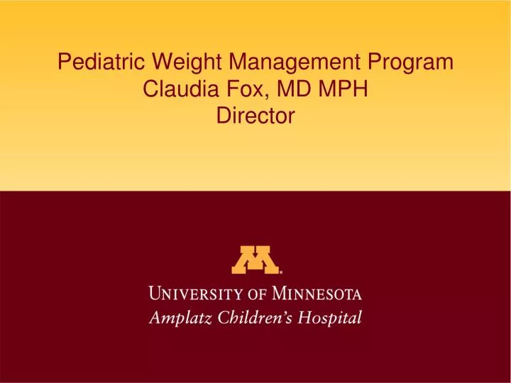 pediatric weight management program claudia fox md mph director