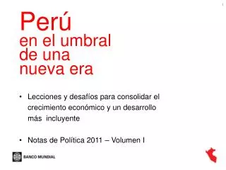 per en el umbral de una nueva era