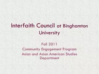 Interfaith Council at Binghamton University