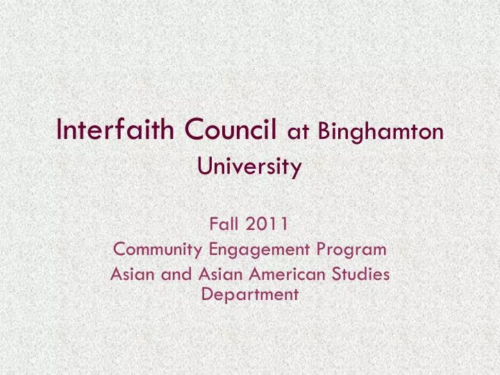 interfaith council at binghamton university