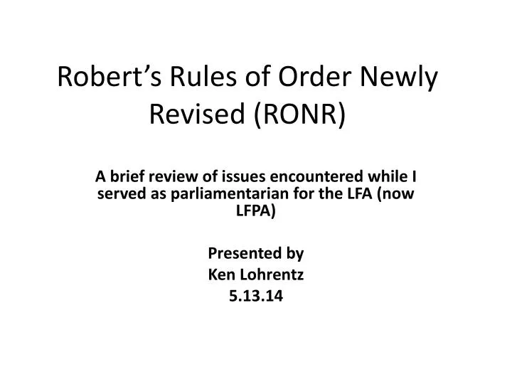 robert s rules of order newly revised ronr