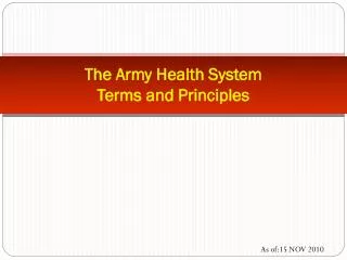 The Army Health System Terms and Principles