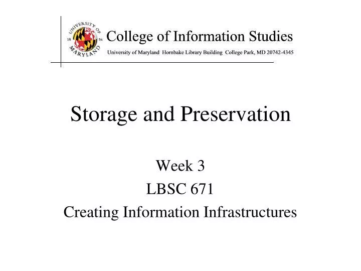 storage and preservation
