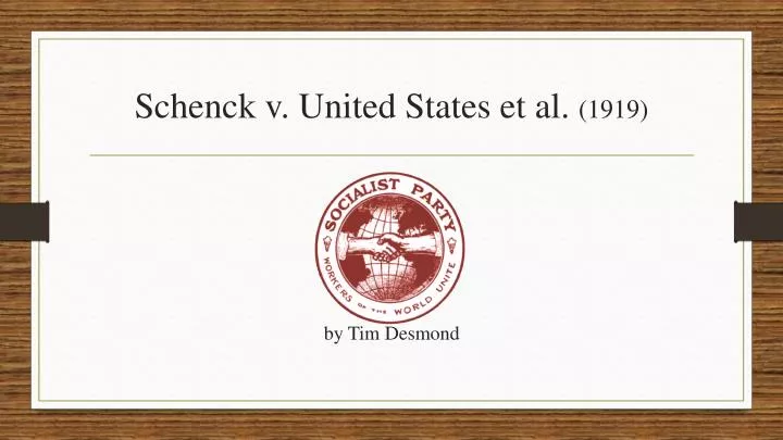 schenck v united states et al 1919