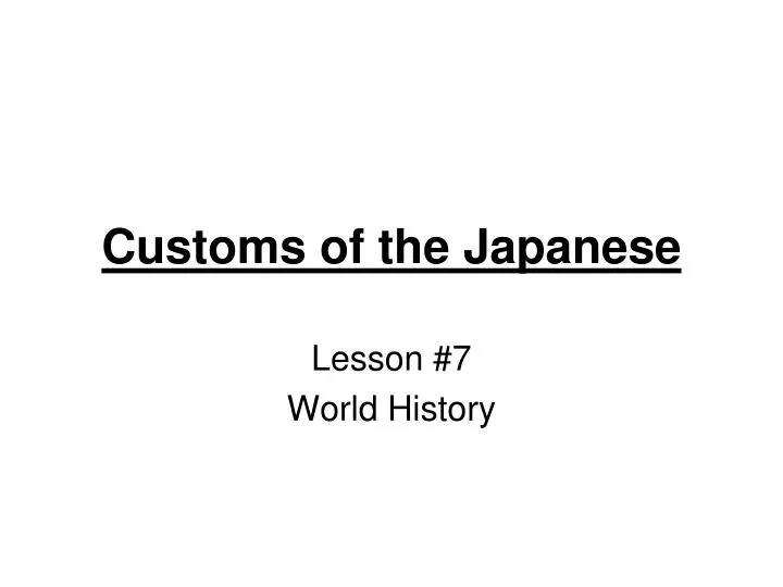 customs of the japanese