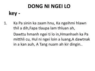 DONG NI NGEI LO key -
