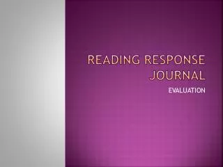 READING RESPONSE JOURNAL