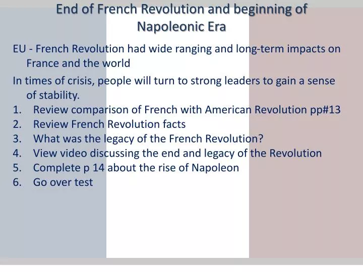 end of french revolution and beginning of napoleonic era
