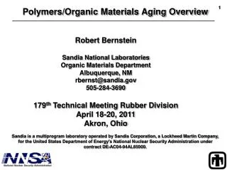 Polymers/Organic Materials Aging Overview