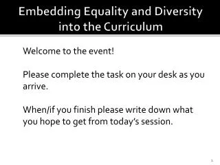 Embedding Equality and Diversity into the Curriculum
