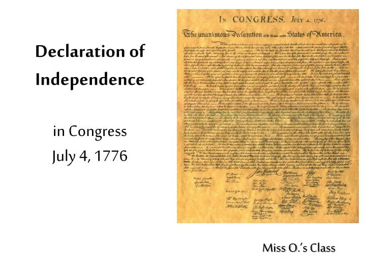 declaration of independence in congress july 4 1776