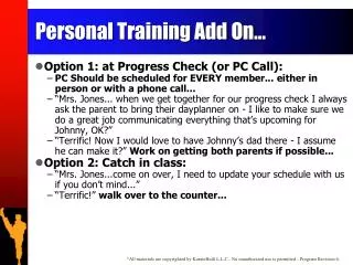Personal Training Add On...