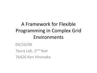 A Framework for Flexible Programming in Complex Grid Environments