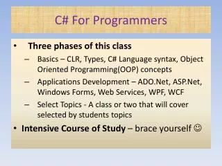 C# For Programmers