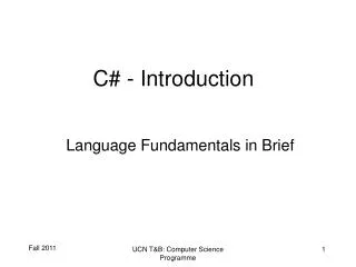 C# - Introduction