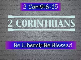 2 Cor 9:6-15