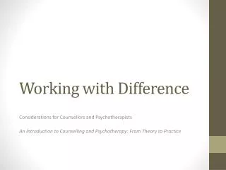 Working with Difference