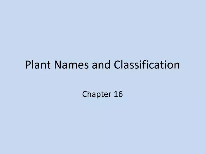 plant names and classification