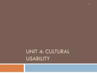 Unit 4: cultural usability