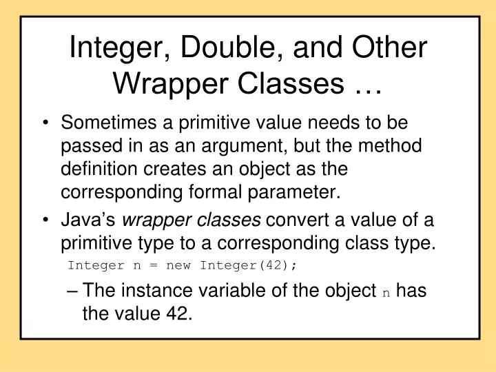 integer double and other wrapper classes
