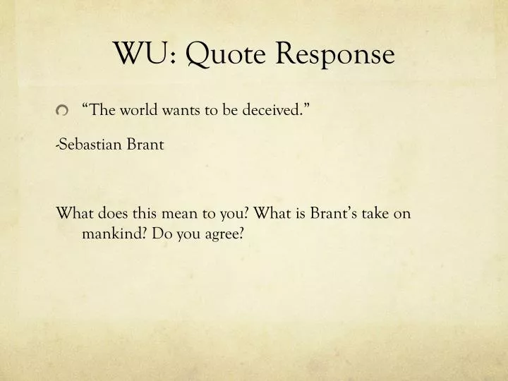wu quote response