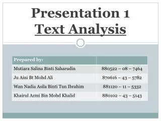 Presentation 1 Text Analysis