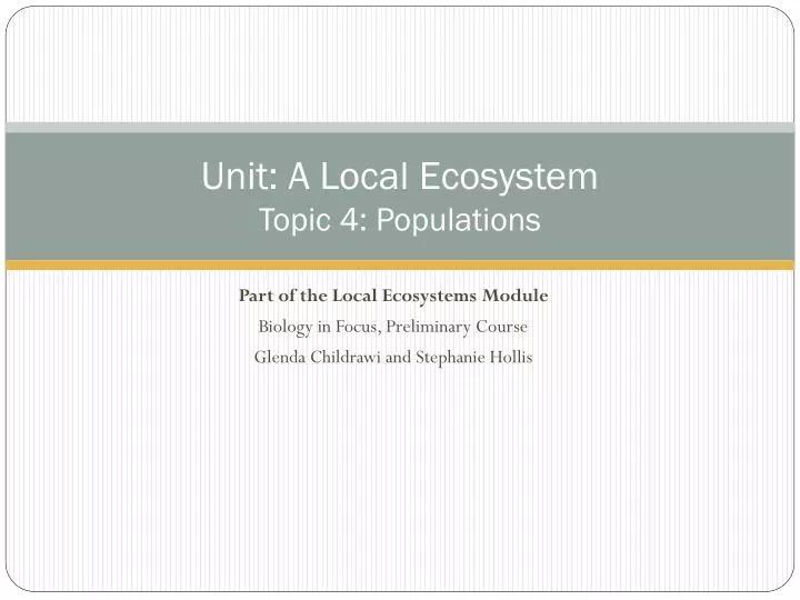 unit a local ecosystem topic 4 populations