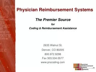 Physician Reimbursement Systems