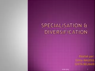 specialisation diversification