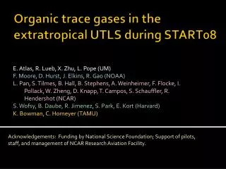 Organic trace gases in the extratropical UTLS during START08