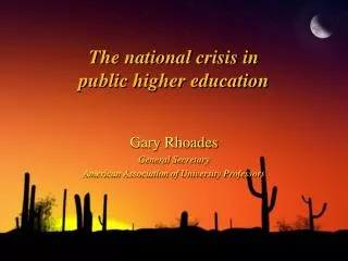 The national crisis in public higher education