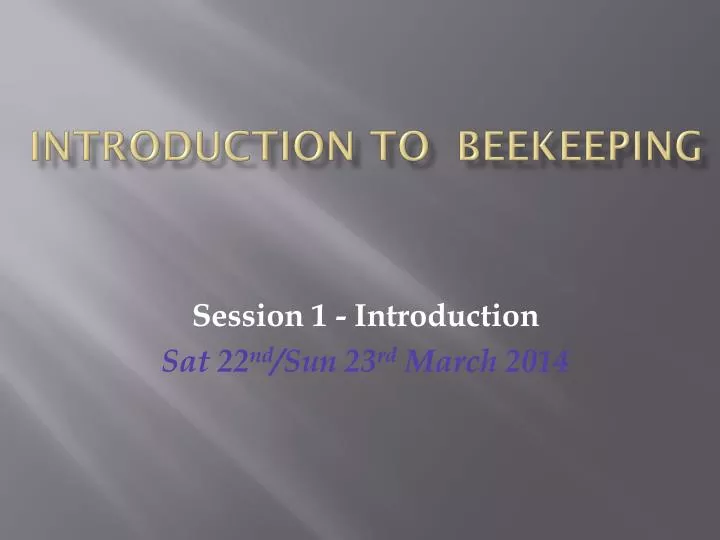 introduction to beekeeping