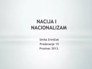 NACIJA I NACIONALIZAM