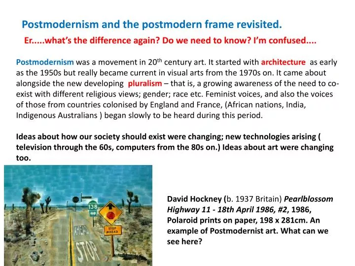 postmodernism and the postmodern frame revisited
