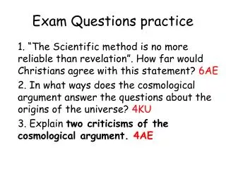 Exam Questions practice