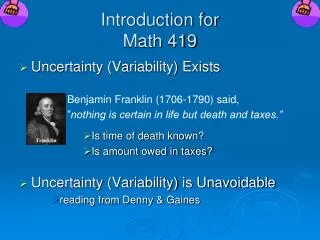 Introduction for Math 419