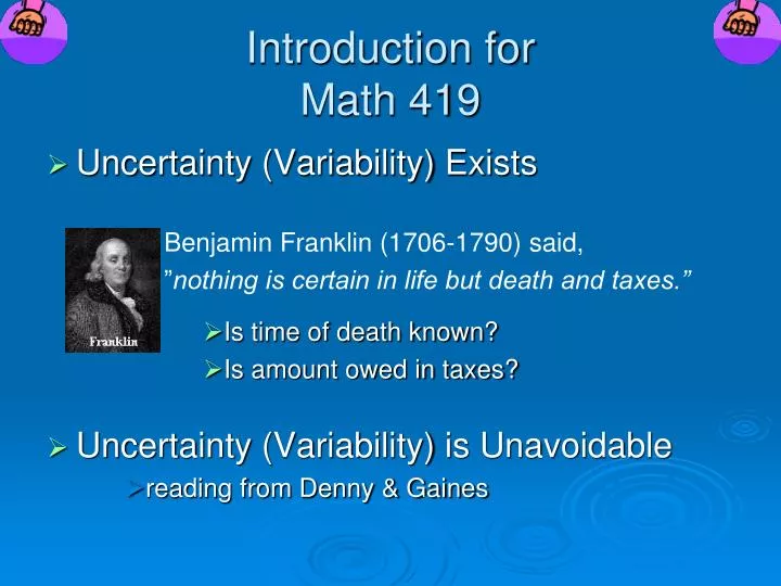introduction for math 419