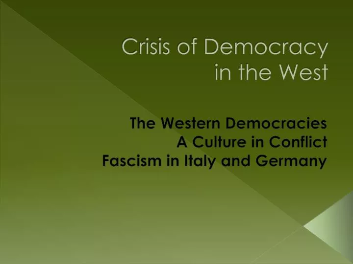 crisis of democracy in the west