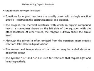Understanding Organic Reactions
