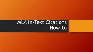 MLA In-Text Citations How-to