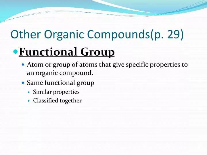 other organic compounds p 29