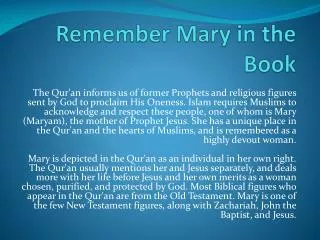 Remember Mary in the Book