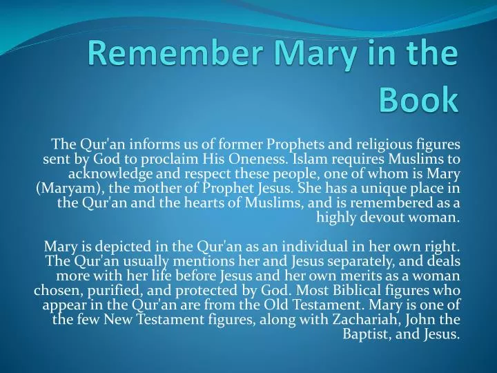 remember mary in the book