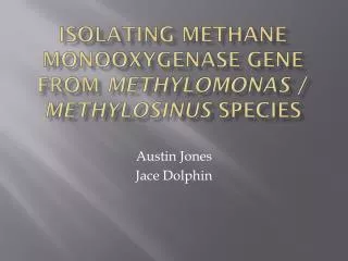 Isolating methane monooxygenase gene from methylomonas / Methylosinus species