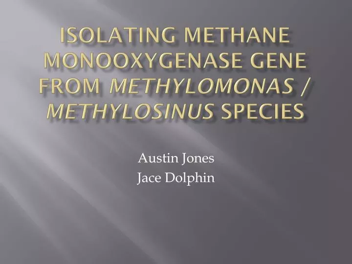 isolating methane monooxygenase gene from methylomonas methylosinus species
