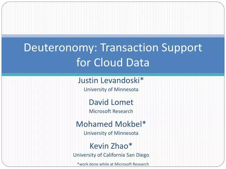 deuteronomy transaction support for cloud data