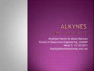 alkynes sem 1 2011 2012